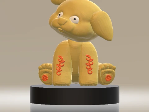 Figura de dibujos animados lindo cachorro sentado amarillo Modelo 3D
