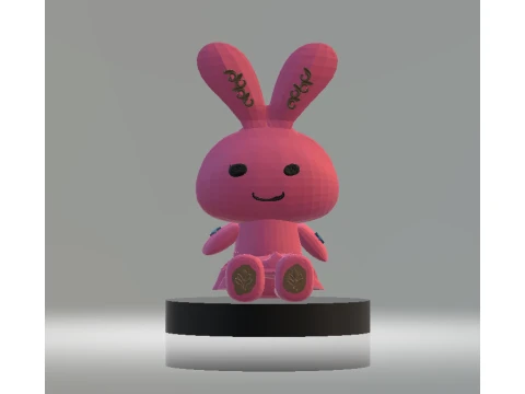 Figura de dibujos animados lindo conejito sentado rosa Modelo 3D