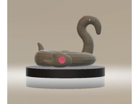 Simpatica statuetta di cigno marrone low poly Modello 3D