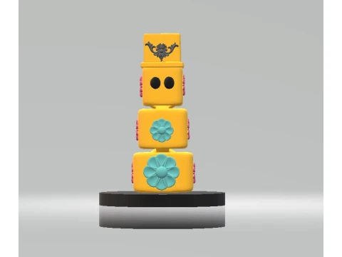 Cute Yellow Block Robot 3D Printable Figurine 3D Model