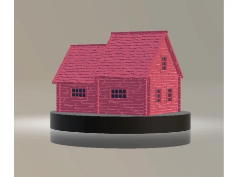 Rustic Pink Wooden Cottage 3D Printable Model Modèle 3D