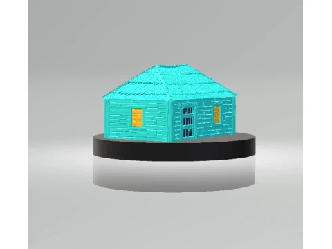 Cute Turquoise Wooden Cottage 3D Printable Model 3D मॉडल