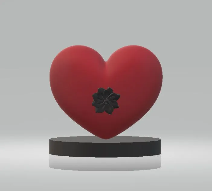 Beautiful Red Heart with Black Flower 3D Printable Model 3D Model .c4d .max .obj .3ds .fbx .stl .blend 
