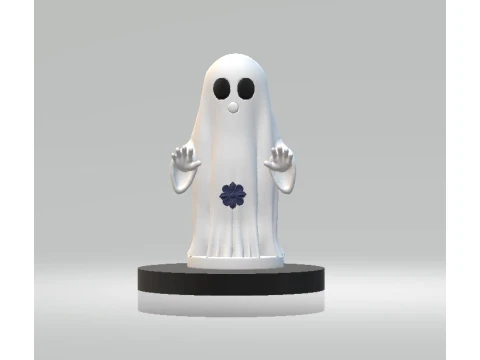 Simpatico fantasma bianco con mani alzate statuetta stampabile in 3D Modello 3D