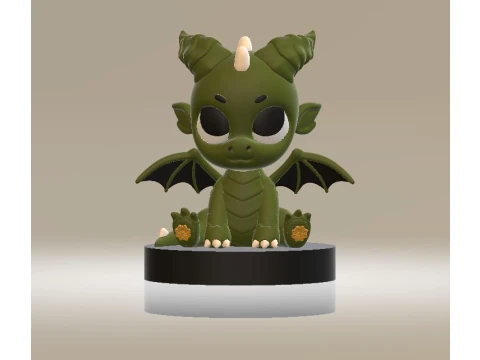 Patung Cetak 3D Bayi Naga Hijau Lucu Model 3D