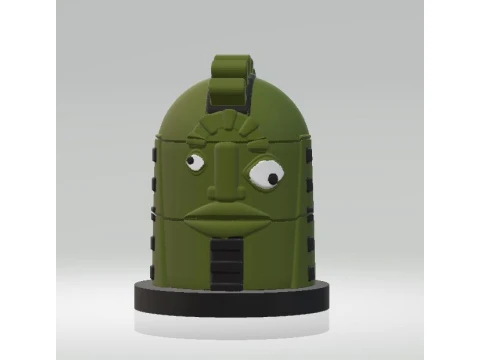 Funny Green Robot Head 3D Printable Figurine Modello 3D