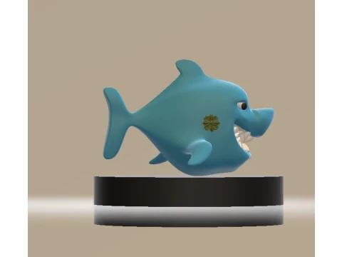 Cute Blue Cartoon Shark 3D Printable Figurine 3D 모델