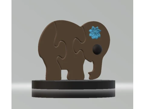 Cute Brown Elephant Puzzle 3D Printable Figurine 3D 모델