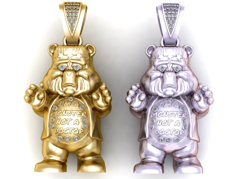 Luxury Monster Bear 3D Printable Jewelry Pendant 3D 모델