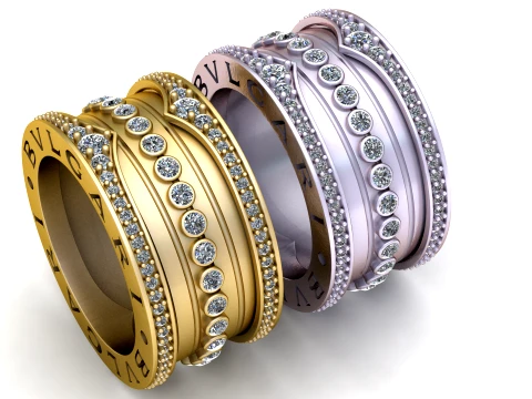 Luxury Diamond Studded Wide Band 3D Printable Ring 3D 모델