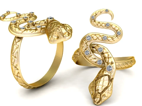 Luxury Golden Snake Diamond 3D Printable Ring 3D 모델