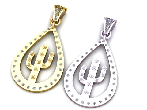 Luxury Arabic Allah Calligraphy Diamond Pendant 3D Model