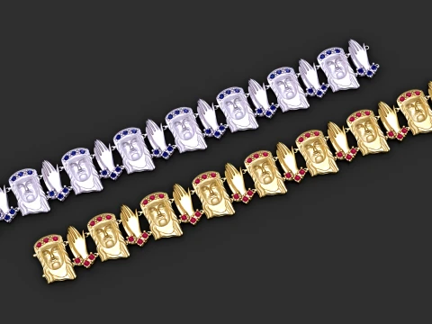 Jesus Christ Praying Hands Gemstone Bracelet Design Model 3D