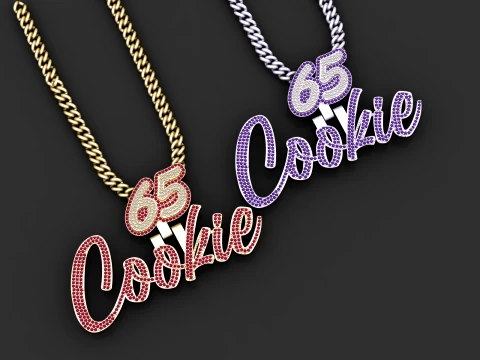 65 Kurabiye Buzlu Out Hip Hop Kolye 3D Model