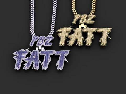 Wisior hip-hopowy PBZ FATT Iced Out Model 3D