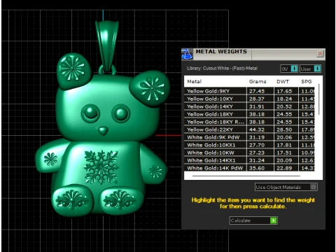 Luxury Gold Teddy Bear Pendant with Diamond Eyes 3D Model