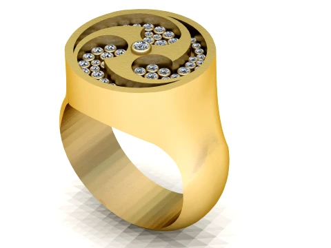 Golden Yin Yang Signet Ring 3D Printable Model 3D Model