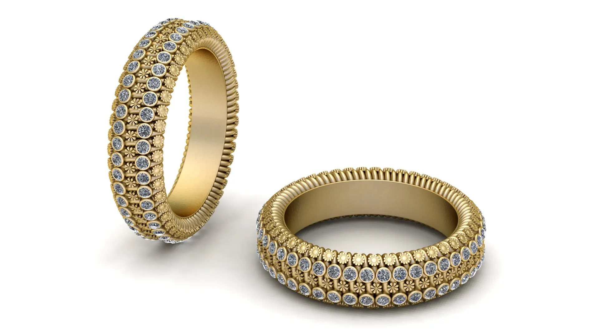 Luxury Floral Diamond Eternity Band Ring 3D Printable Jewelry Model 3D Model .c4d .max .obj .3ds .fbx .stl .blend