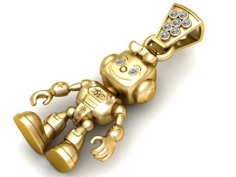 Cute Cartoon Robot Pendant 3D Model