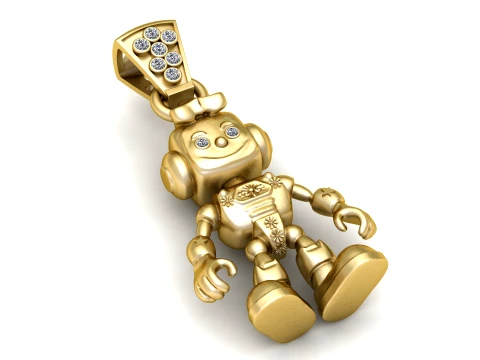 Cute Cartoon Robot Pendant 3D Model