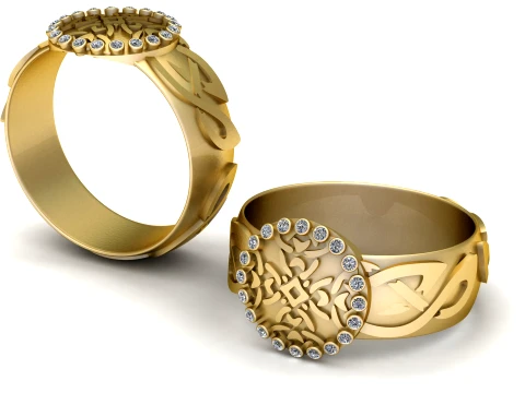 Luxury Arabic Calligraphy Diamond Ring Model 3D