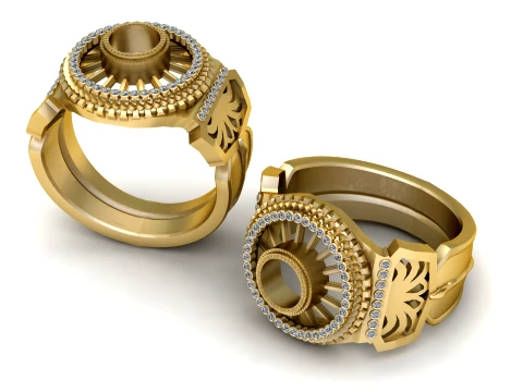 Title Luxury Round Diamond Setting Ring 3D Modell