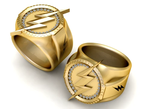 Luxury Lightning Bolt Diamond Mens Ring 3D Printable Gold Jewelry Model 3D Model