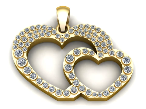Luxury Double Heart Diamond Pendant 3D Model
