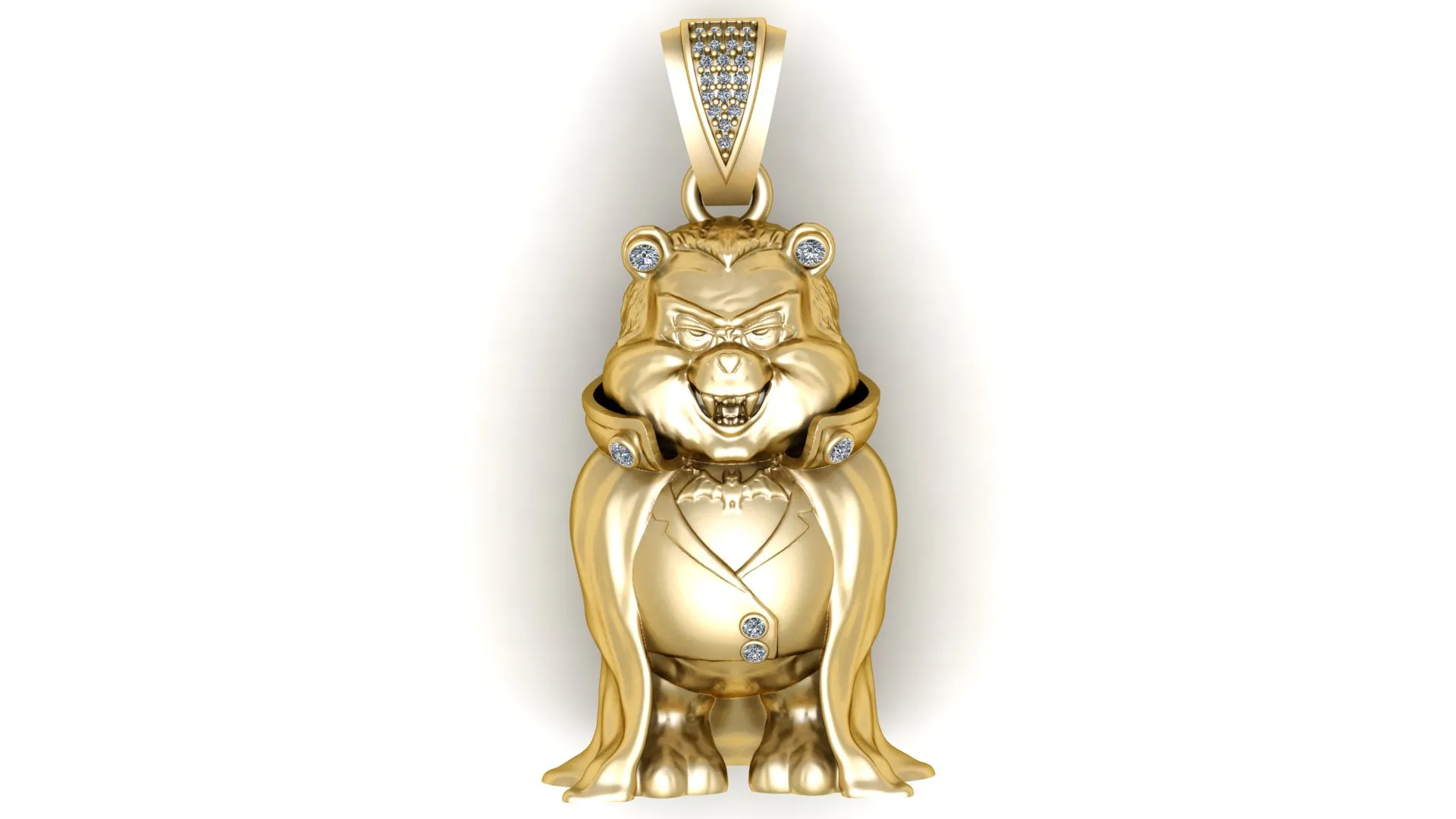 Luxury Gangster Bear Diamond Pendant 3D Model .c4d .max .obj .3ds .fbx .stl .blend 
