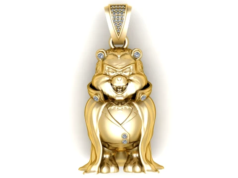 Luxury Gangster Bear Diamond Pendant 3D Model