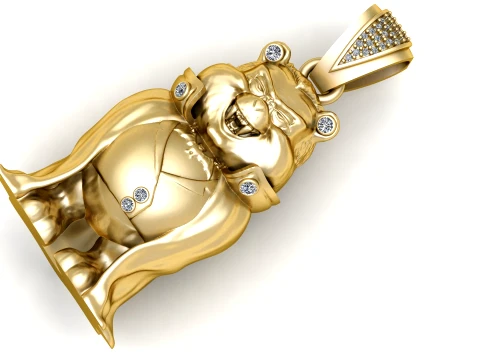 Luxury Gangster Bear Diamond Pendant 3D Model