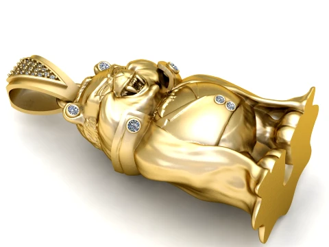 Luxury Gangster Bear Diamond Pendant 3D Model