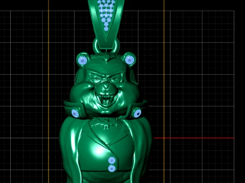 Luxury Gangster Bear Diamond Pendant 3D Model