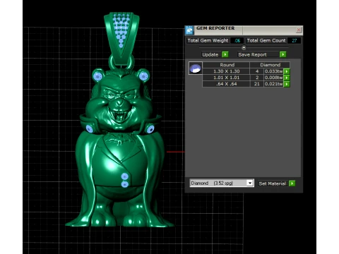 Luxury Gangster Bear Diamond Pendant 3D Model
