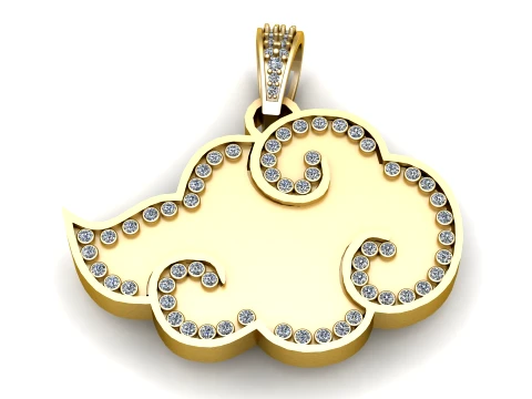 Luxury Akatsuki Cloud Diamond Pendant 3D Printable Gold Jewelry Model 3D Model