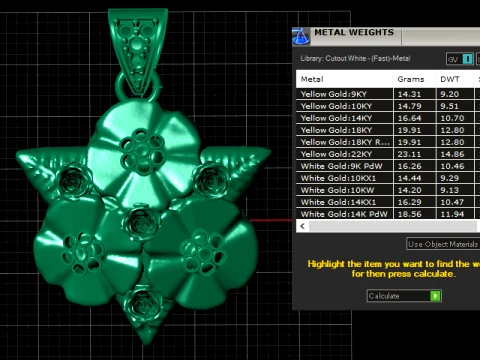 Luxury Gold Floral Rose Diamond Pendant 3D Model