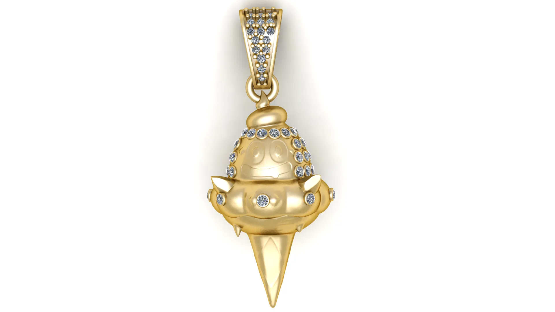 Cute Gold Cartoon Ice Cream Diamond Pendant 3D Model .c4d .max .obj .3ds .fbx .stl .blend 