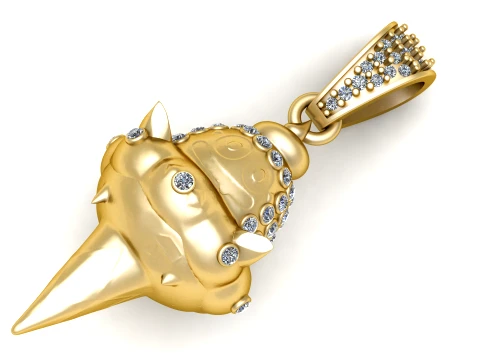 Cute Gold Cartoon Ice Cream Diamond Pendant 3D Model