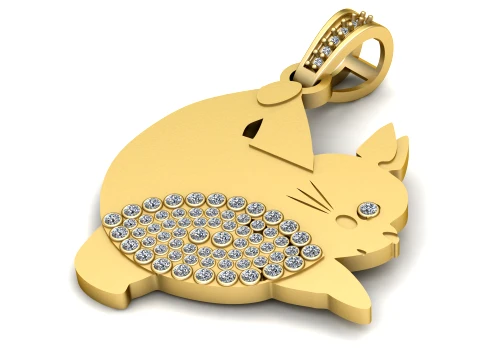 Cute Gold Rabbit Diamond Pendant 3D Model