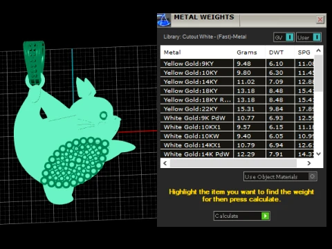 Cute Gold Rabbit Diamond Pendant 3D Model