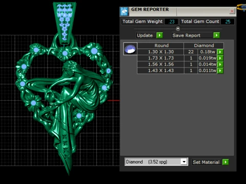 Luxury Gold Fairy Angel Floral Diamond Pendant 3D Model