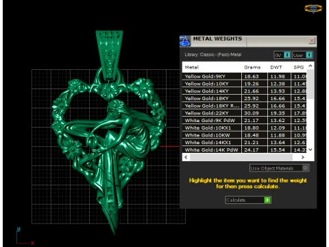 Luxury Gold Fairy Angel Floral Diamond Pendant 3D Model