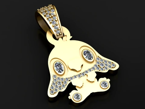 Gold Skull and Crossbones Diamond Pendant 3D Model