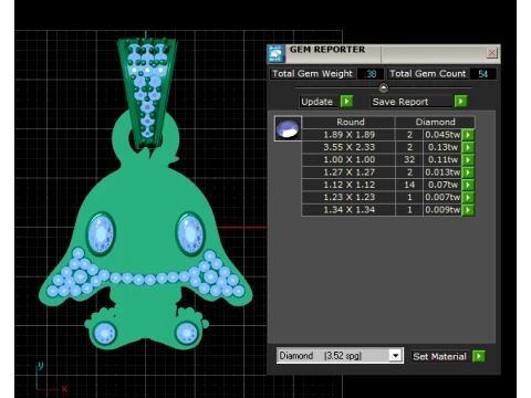 Gold Skull and Crossbones Diamond Pendant 3D Model