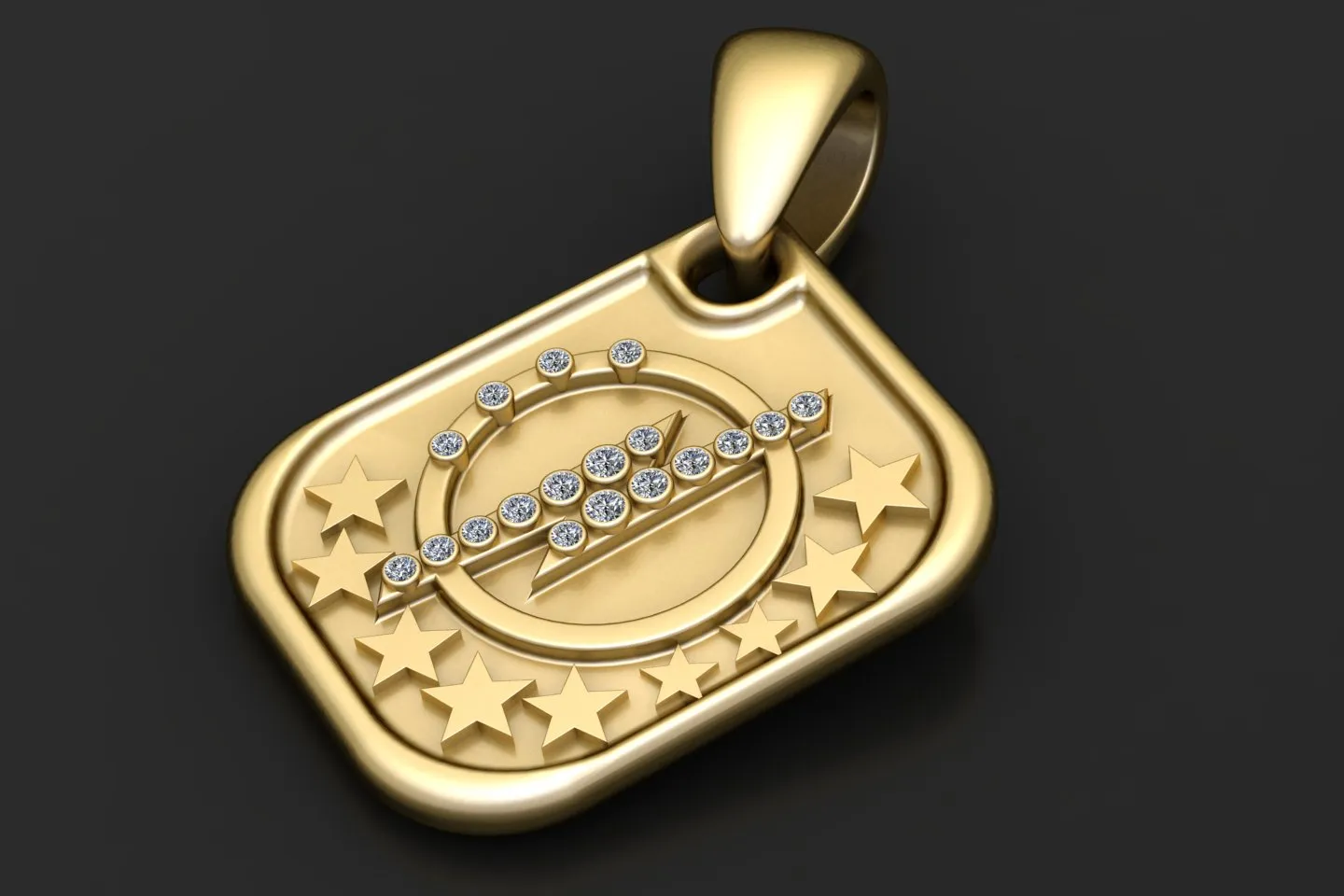 Gold Star and Diamond Circle Pendant 3D Jewelry Model 3D Model .c4d .max .obj .3ds .fbx .stl .blend 