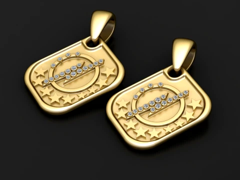 Gold Star and Diamond Circle Pendant 3D Jewelry Model 3D Model