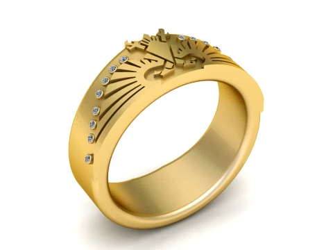 Gold Roman Numeral Diamond Ring 3D Jewelry Model 3Dモデル