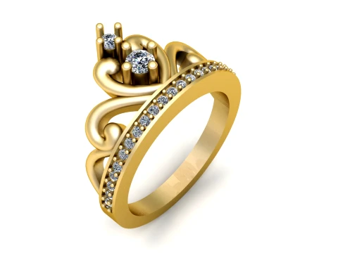 Elegant Gold Diamond Swirl Ring 3Dモデル