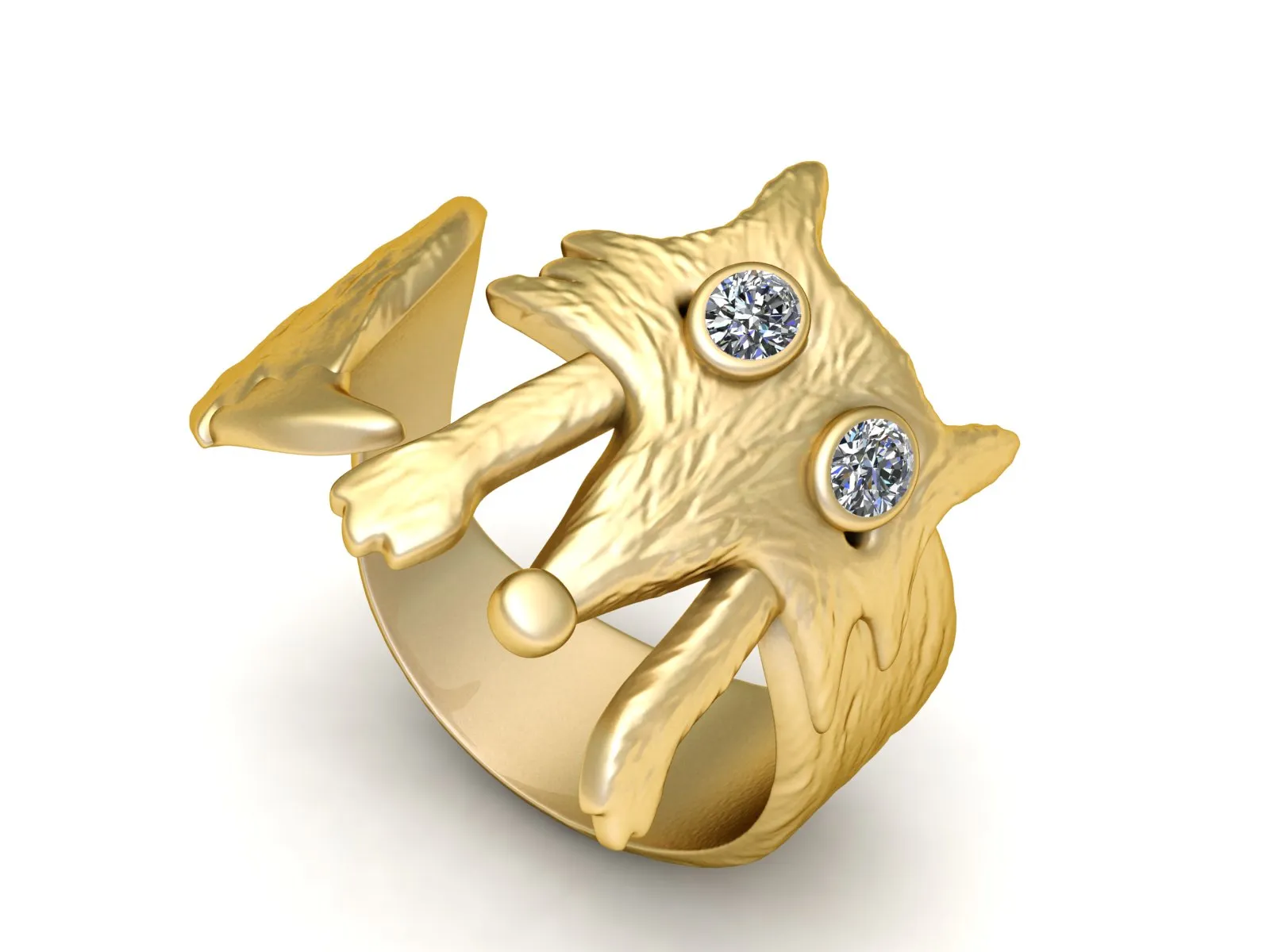 Gold Fox Diamond Ring 3D Model .c4d .max .obj .3ds .fbx .stl .blend 