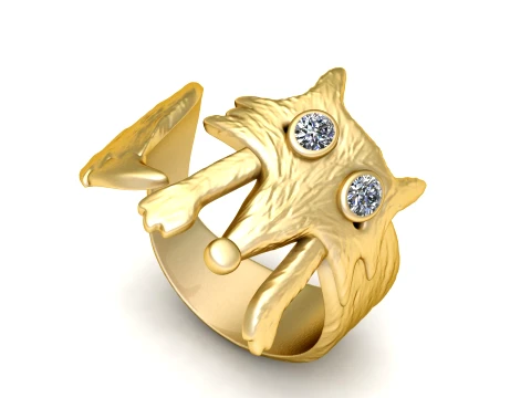 Gold Fox Diamond Ring 3D 모델